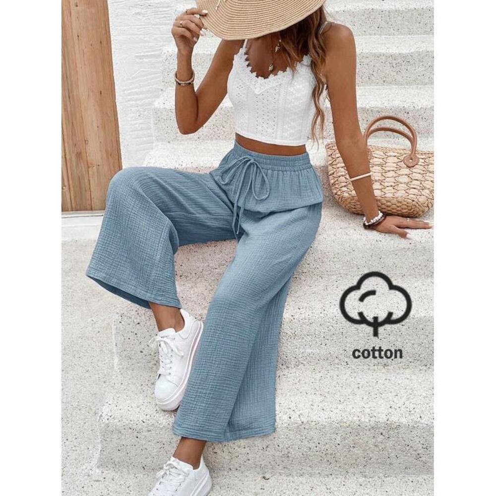 Frenchy Women Solid Color Minimalist Style Pants, Suitable For Summer Wint